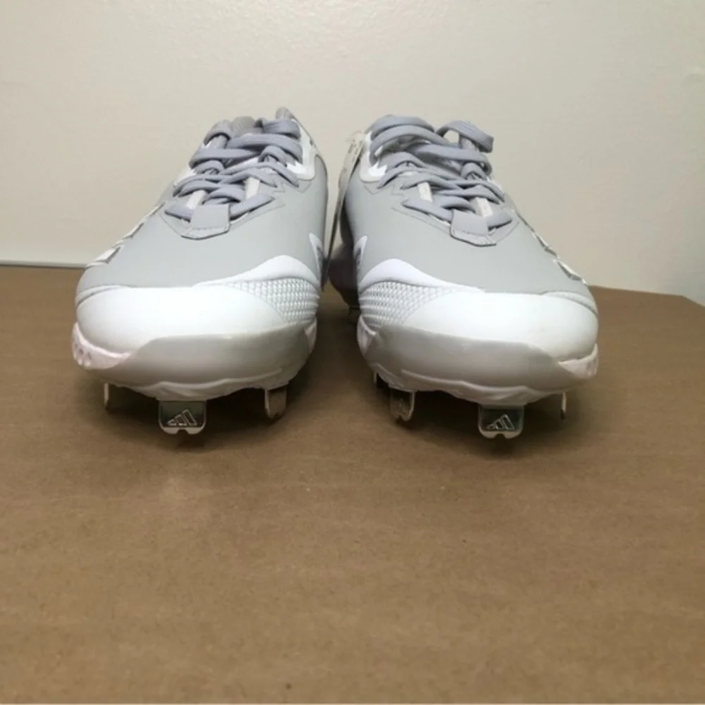 NWT Adidas Icon 6 Bounce Metal Baseball Cleats Grey White Mens 7.5 FV9353